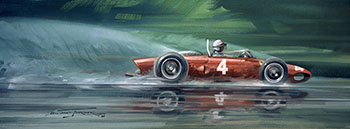 Wolfgang von Trips, Ferrari, 1961 British Grand Prix - Original Painting by Michael Turner