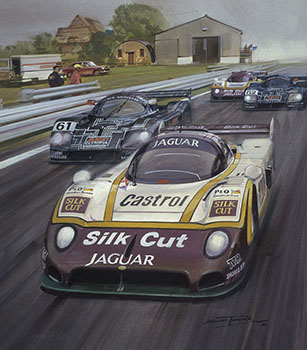 Brundle, Cheever, Jaguar XJR, 1988 Silverstone 1000kms - Original Painting by Michael Turner