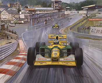 Michael Schumacher, Benetton, 1992 Belgian Grand Prix, Spa - Original Painting by Michael Turner