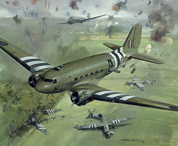 Arnhem Drop - original Douglas Dakota aviation painting by Michael Turner