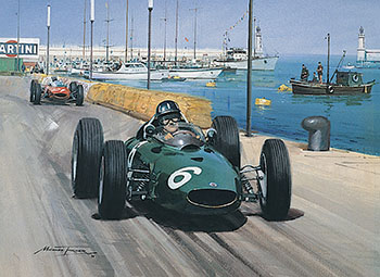 Graham Hill, BRM, 1963 Monaco Grand Prix - Original Painting by Michael Turner