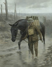 Not Much Further - First World War horse painting by Graham Turner