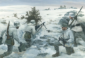 Gebirgsjager Counter-attack on Lanhohe - original painting from the Osprey book Petsamo and Kirkenes 1944 by Graham Turner