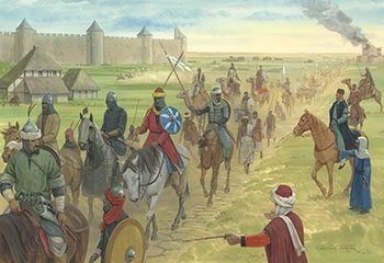 The Muslim Army bypasses Poitiers - Original Painting by Graham Turner