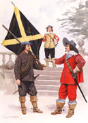 Soldiers of the army of the Solemn League and Covenant, English Civil War - Painting by Graham Turner