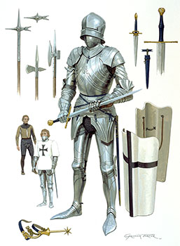 Teutonic Knight, 15th Century - Original Painting by Graham Turner