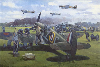 Battle of Britain Spitfire and Hurricane greeting and birthday cards - Aviation Art by Michael Turner