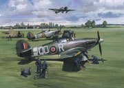 Aviation Art by Michael Turner - Battle of Britain Hurricane greeting and birthday cards