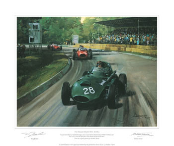 Tony Brooks, Vanwall, 1958 Italian Grand Prix, Monza - Motorsport art print by Michael Turner, signed by Tony Brooks