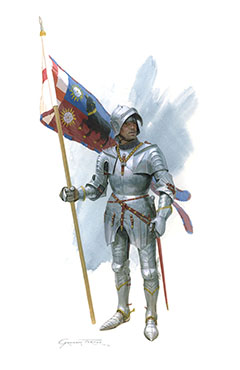 Edward IV's standard bearer at the battle of Towton - English armour from a painting by Graham Turner