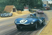 1957 Le Mans, Jaguar D-type - Classic Racing Car Birthday and Greeting Cards