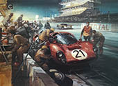 1967 Le Mans, Ferrari P4 - Motorsport art print by Michael Turner