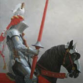 Medieval jousting knight in armour art print