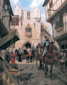 The Arrivall, Edward IV enters London 1471 - Medieval Art print by Graham Turner