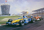 Fernando Alonso, Renault, 2005 Bahrain Grand Prix - Motorsport F1 art print by Michael Turner