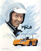 Bruce McLaren - Racing Driver portrait print by Graham Turner