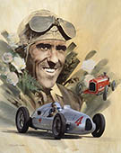 Tazio Nuvolari - Racing Driver portrait print by Graham Turner