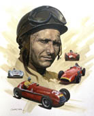 Juan Manuel Fangio - Racing Driver portrait print by Graham Turner