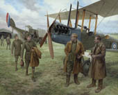 'Replacements' - WW1 Royal Flying Corps BE2e pilots and observers - Aviation Art by Graham Turner