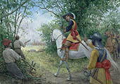 Lord Falkland at the Battle of Newbury, 1643 - Print from a painting by Graham Turner
