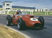 1958 French Grand Prix, Mike Hawthorn, Ferrari - Motorsport Art Print by Graham Turner