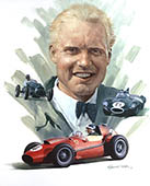 Mike Hawthorn - Racing Driver portrait print by Graham Turner