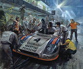 1977 Le Mans, Porsche Pitstop - Motorsport Art Print by Michael Turner