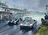 1966 Le Mans finish - Motorsport Art Print by Michael Turner