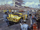 1965 Le Mans Ferrari pitstop - Motorsport Art Print by Michael Turner