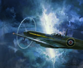 Eric 'Winkle' Brown, Spitfire LFIX - Aviation print by Michael Turner