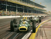 Jim Clark, Lotus, 1965 Indianapolis 500 - print from a painting by Michael Turner