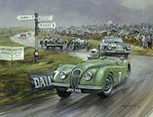 1950 Tourist Trophy, Dundrod, Stirling Moss, Jaguar XK120 - Motorsport Art Print by Michael Turner