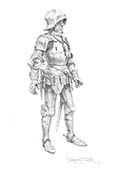 Medieval Knight pencil drawings by Graham Turner