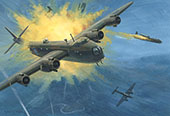 Short Stirling over Dusseldorf 1943 - Aviation painting by Graham Turner