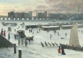 17th Century London Frost Fair on the Thames - painting by Graham Turner