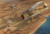Fiat CR.42 attack Hal Far airfield, Malta - painting by Graham Turner