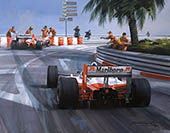 Prost, Senna, McLaren, 1988 Monaco Grand Prix - Original Painting by Michael Turner