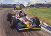 Johnny Herbert, Lotus, 1993 British Grand Prix, Silverstone - Original Painting by Michael Turner