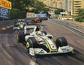 Jenson Button, Brawn, 2009 Monaco Grand Prix - Original Painting by Michael Turner