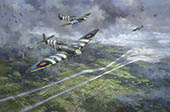 D-Day over Pegasus Bridge - Original Spitfire painting by Michael Turner