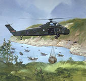 Original aviation painting of Westland Wessex helicopter by Michael Turner