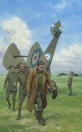 'Oops!' - Sopwith Camel accident, painting by Graham Turner