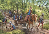 The Yorkist army crosses the River Frome en-route to the Battle of Tewkesbury - Wars of the Roses painting by Graham Turner