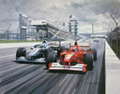 Michael Schumacher, Ferrari, 2000 US Grand Prix - Formula 1 Motorsport art print by Michael Turner
