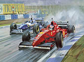 Michael Schumacher, Ferrari, 1996 Spanish Grand Prix - Formula 1 art print by Michael Turner