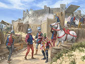 The Siege of Bamburgh Castle, 1464 - Print from a painting by Graham Turner