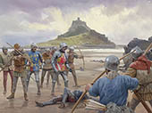 The Earl of Oxford at St Michael's Mount, 1474 - print from a painting by Graham Turner