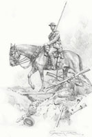 WW1 British Cavalry Trooper - drawing by Graham Turner